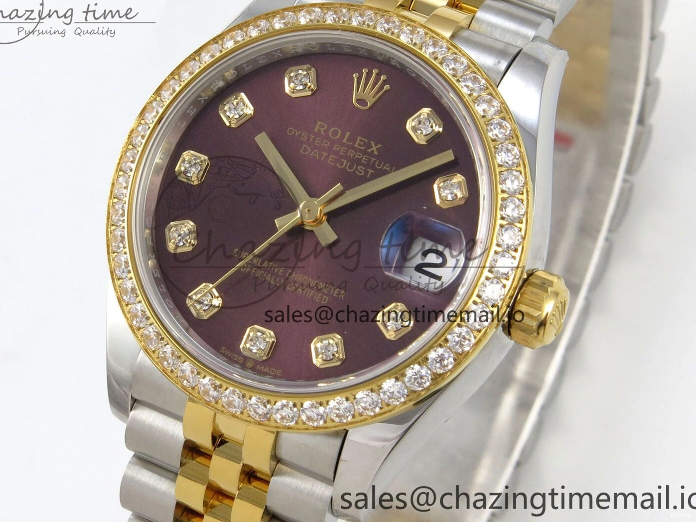 MiroTime 0207 Effortless DateJust 31 278383RBR THBF 1:1 Best Edition 904L Steel Brown Diamonds Dial Diamonds Bezel on SS YG Jubilee Bracelet HZ Cal. 10